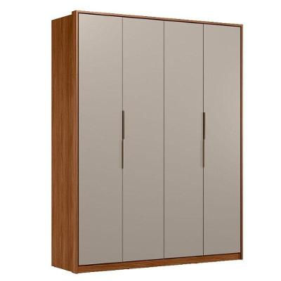 Guarda Roupa Casal Attore D43010k 4 Portas Nogueira Nude Prime Tx Demóbile - Demartêz