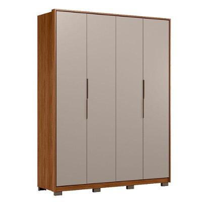Guarda Roupa Casal Attore D43010kpe 4 Portas Nogueira Nude Prime Tx Com Pés Demóbile - Demartêz