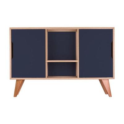 Balcão Buffet Murano Moderno 2 Portas MDP 115CM Carvalho Treviso e Azul Marinho Mercado