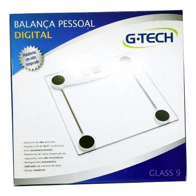 Balança Digital Glass 10 para Banheiro com Visor LCD Inox G-Tech 150KG