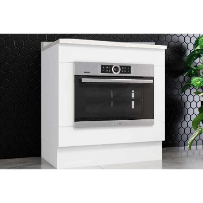 Balcão Cozinha Henn 80CM sem Porta sem Gavetas MDF Branco com Tampo para Forno Kit 2 Peças Henn