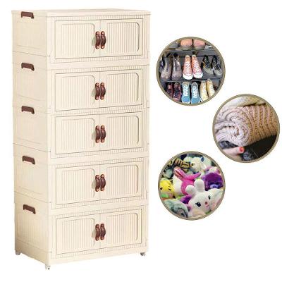 Armário Organizador BSL3783 5 Andares Multiuso PP e ABS com Rodinhas 360o para Sala Quarto Branco