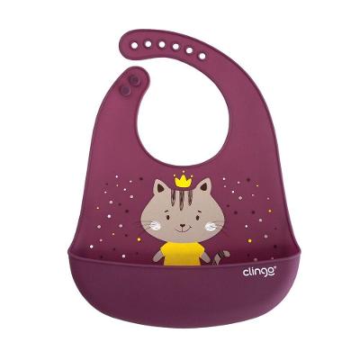 Babador de Silicone com Bolso Coletor Impermeável com Velcro Branco