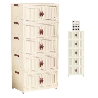 Armário Organizador BSL3783 5 Andares Dobrável PP e ABS com Rodinhas 360 graus  Multiuso para Sala Quarto