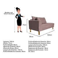 Recamier Azura 160cm Com Almofada Lado Direito Linho Cor Rosê