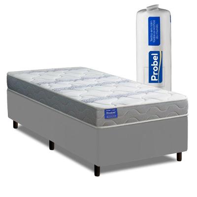 Cama Box Solteiro Night Day a Vácuo Espuma D33 Suede Branco e Cinza Probel 88CM