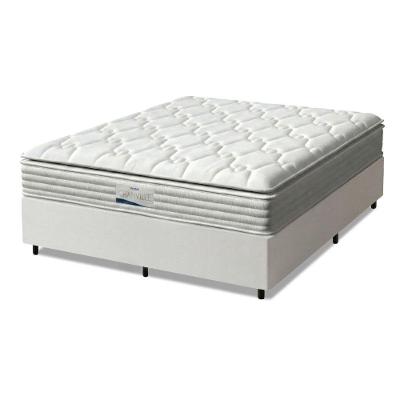 Cama Box com Colchão King Granville Pillow Top Molas Ensacadas Tecido Liso Branco Probel