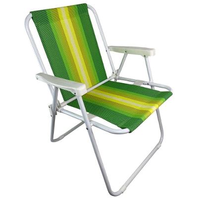 Cadeira de Praia BSL3803 com Assento de Poliéster em Aço Dobrável com Apoio de Braço Verde Ideal
