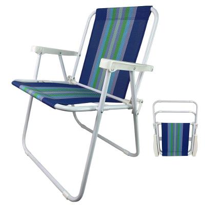 Cadeira de Praia BSL3803 Assento Poliéster Estrutura Aço Dobrável com Apoio de Braço Azul Braslu
