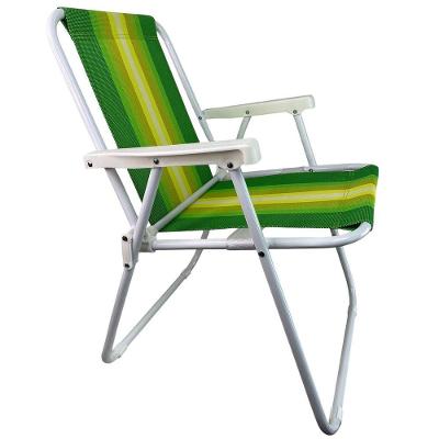 Cadeira de Praia BSL3803 com Assento de Poliéster em Aço Dobrável com Apoio de Braço Verde Compre
