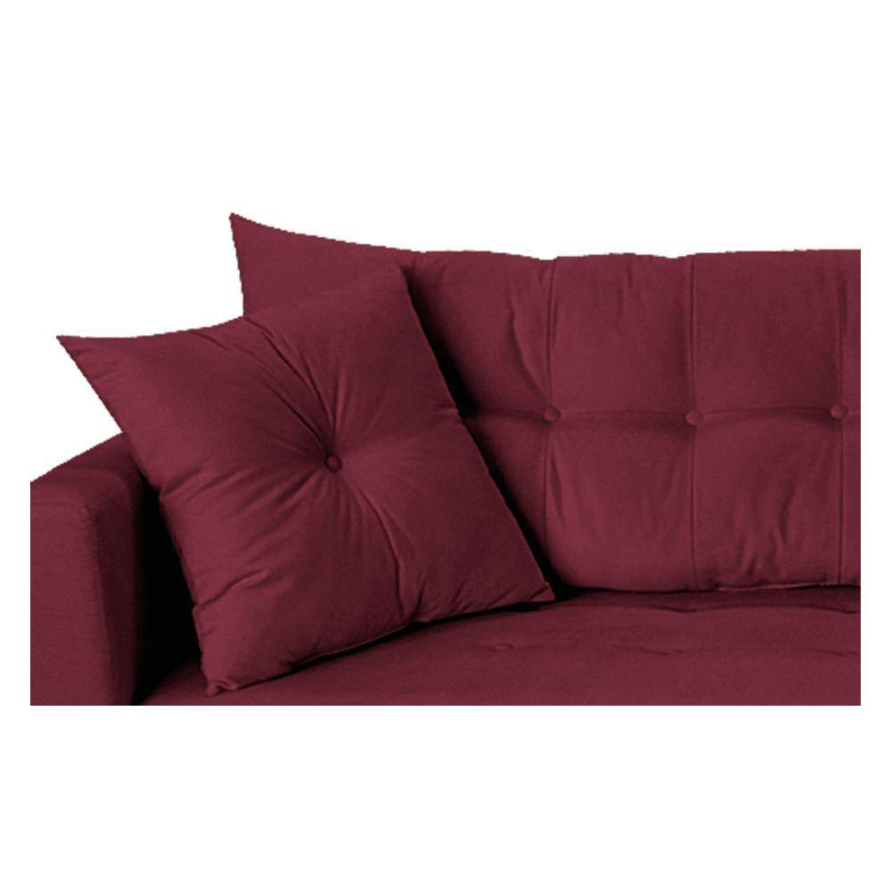 Recamier Azura 185cm Com Almofada Lado Direito Suede Cor Bordô - 2