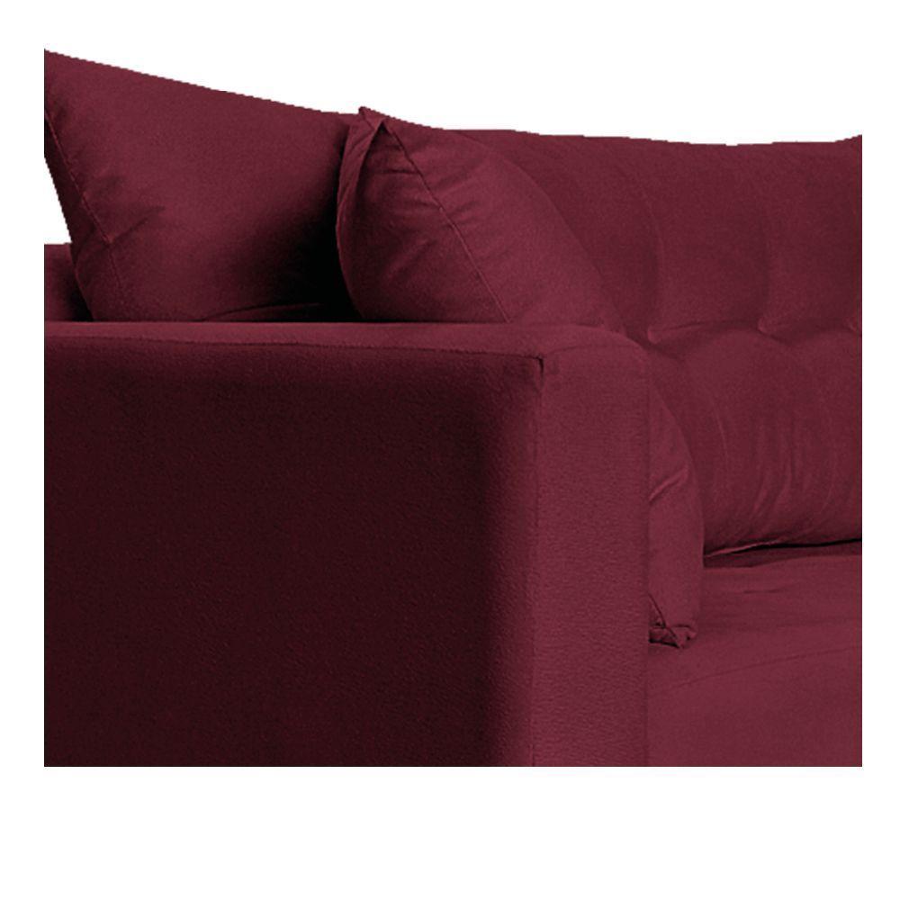 Recamier Azura 185cm Com Almofada Lado Direito Suede Cor Bordô - 3