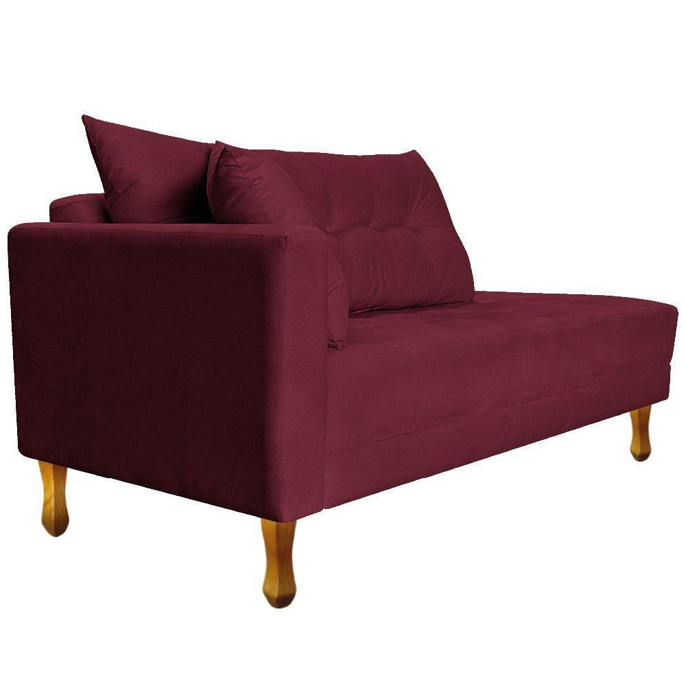 Recamier Azura 185cm Com Almofada Lado Direito Suede Cor Bordô - 6