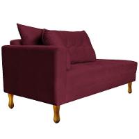 Recamier Azura 185cm Com Almofada Lado Direito Suede Cor Bordô - 6