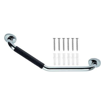 Barra de Apoio BSL3714 Angular com Borracha Antiderrapante Suporte para Idoso Prata Leva Pra Malhar