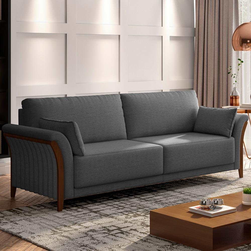 Sofá 02 Lugares 162cm Stefan M03 Linho Chumbo - 5