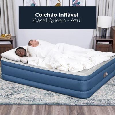 Colchão Inflável Casal Queen com Bomba Integrada 110V Azul Bestway