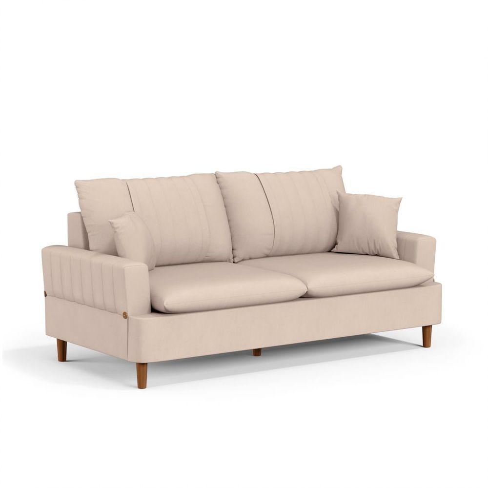 Sofá 2 Lugares 160cm Com Almofadas Veras D05 Linho Bege - 6
