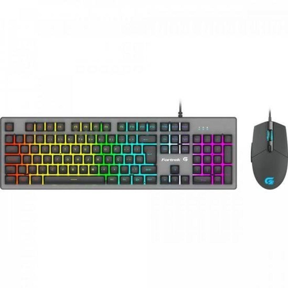 Combo Teclado + Mouse Gamer Rgb Rainbow Ranger Grafite Fortrek - 1