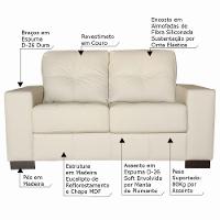 Sofá 2 Lugares Sala de Estar 150cm Milão Couro Off White Gran Belo - 2
