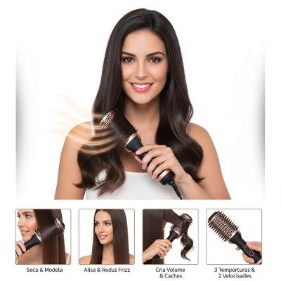 Escova Secadora Modeladora Alisadora 3 em 1 1000W Cerâmica 110V