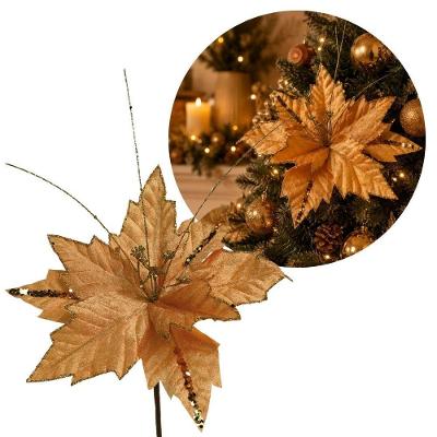 Flor Decorativa Bico de Papagaio Pick com Glitter Dourado Yangzi 25CM