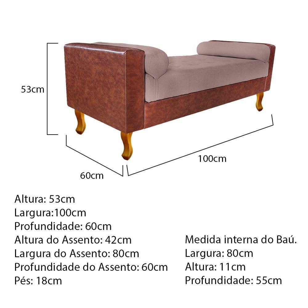 Recamier Félix Solteiro 100Cm Corano Nozes E Linho Rosê - 3