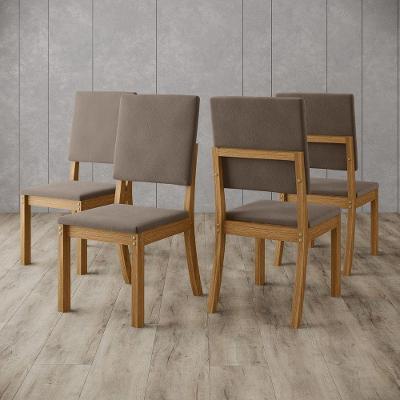 Conjunto 4 Cadeiras Estofadas Layla sem Porta MDF-MDP Amêndoa Casa 812