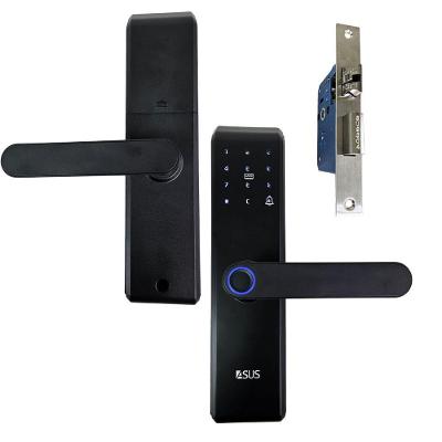 Fechadura Eletrônica A-0204 com Biometria para Portas de Madeira Aço Preto Leva Pra Malhar