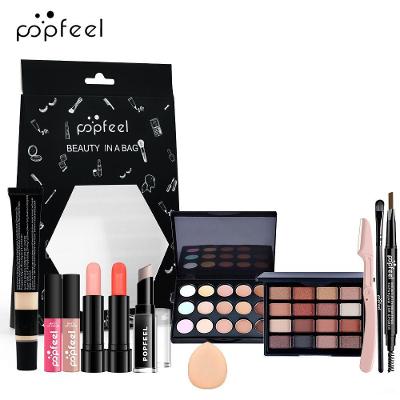 Kit de Maquiagem com Maleta Sombras Blushes Bastões Pincéis 1 Alta Pigmentação Longa Fixação Bivolt