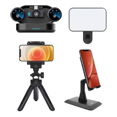 Kit Creator Start Gshield com Tripé Atomic Microfone Lapela e Luz LED Selfie Armor Preto