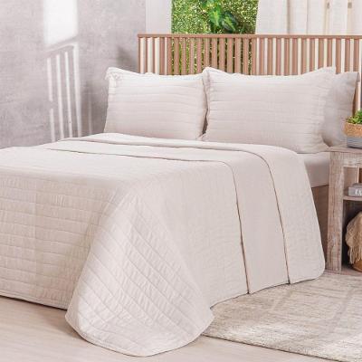 Kit Colcha Queen Lino Stile 100% Poliéster Macia Biscuit Tessi