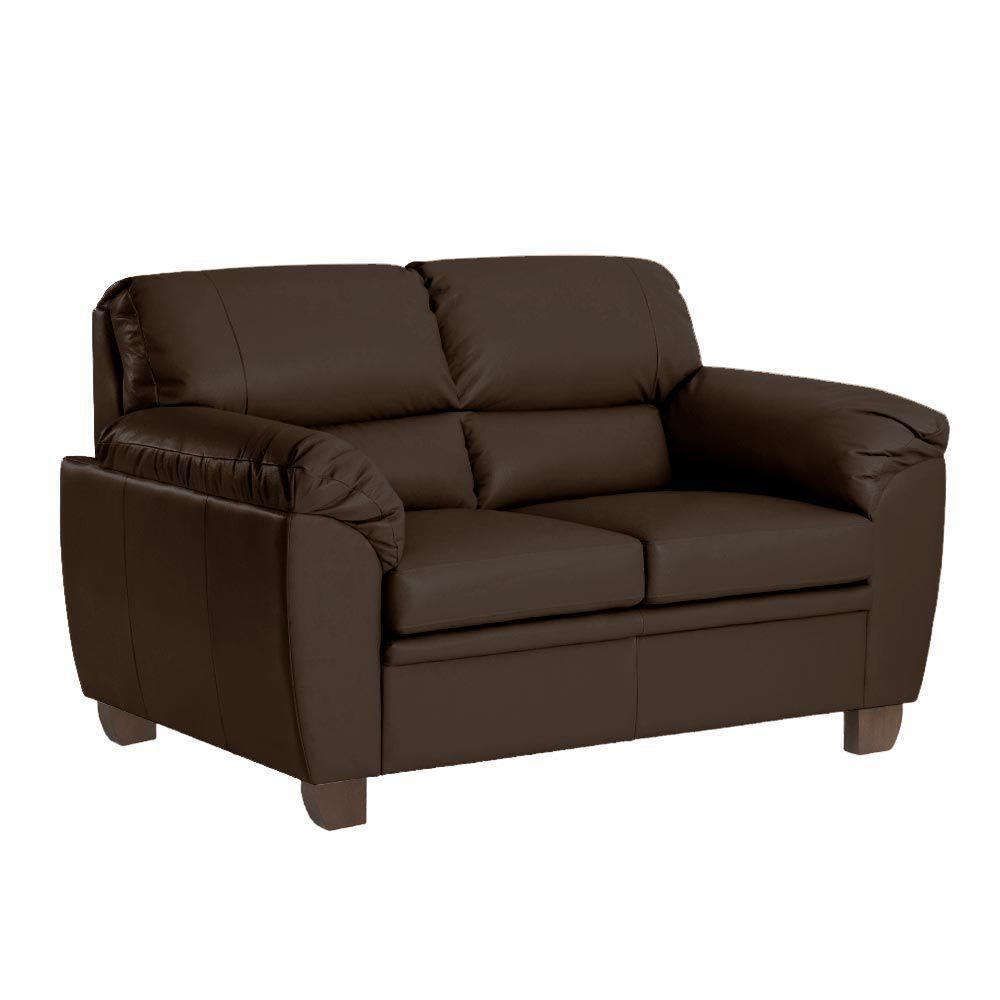 Sofá 2 Lugares Sala de Estar Pés Em Madeira Nauru Couro Tabaco Gran Belo - 1