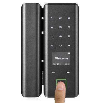 Fechadura Digital A-1105 com Abertura por App Biometria e Cartão para Portas de Vidro Alumínio Preto