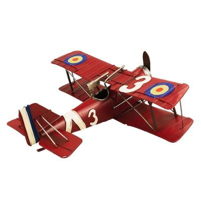 Enfeite Decorativo Avião Biplano Vermelho Estilo Retrô em Metal Taimes 24CM