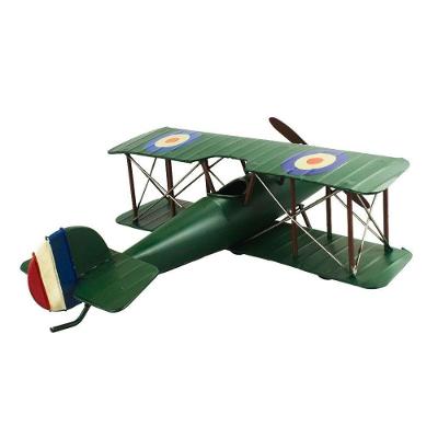 Enfeite Decorativo Avião Biplano Vintage Estilo Retrô Verde Taimes 30CM