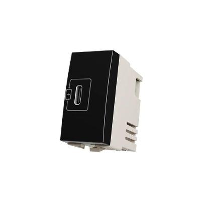 Módulo Tomada Carregador USB-C Clean 2A 10W Fosco Preto Margirius 2,2CM