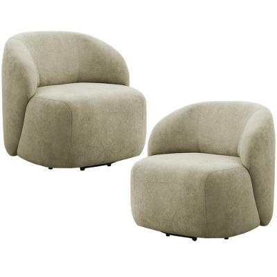 Kit 02 Poltronas Giratórias Heidy F04 Bouclê Verde Oliva com Assento D-26 Lyam Decor