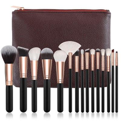 Kit Pincéis de Maquiagem com Bolsa Aplicação Precisa Cerdas Macias Marrom 10 Pçs
