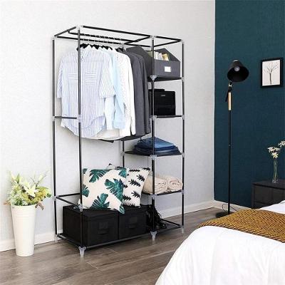 Guarda Roupa Portátil Multiuso com 5 Prateleiras Tubos Metálicos Montagem sem Ferramentas