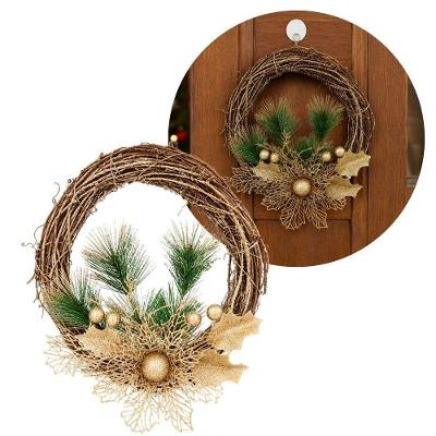 Guirlanda Natalina Decorativa com Folhagens e Bico de Papagaio Champanhe em Fibras Naturais Yangzi