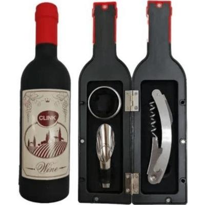 Kit para Vinho CK6471 3 Peças em Aço Inox Plástico com Saca-rolhas Anel Antigotas e Bico Dosador