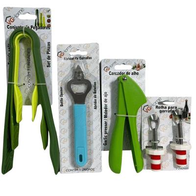 Kit Cozinha Multi 7 em 1 com Abridor Pegador Espremedor Alho e Rolha para Bar