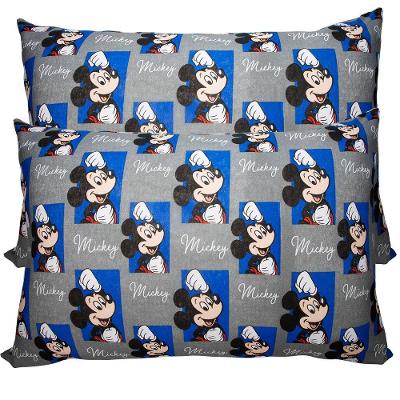 Fronha Mickey Quadros Estampada Disney com Malha 100% Algodão Cinza Portallar 48CMx68CM