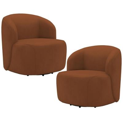 Kit 2 Poltronas Giratória Heidy F04 Veludo Confortável Laranja Lyam Decor