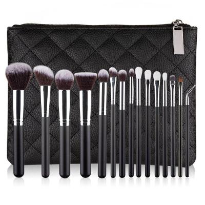 Kit Pincéis de Maquiagem com Bolsa Cerdas Macias e Duráveis Preto