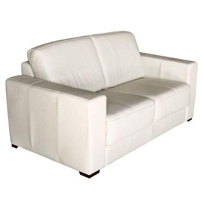 Sofá 2 Lugares Sala de Estar 155cm Estocolmo Couro Off White Gran Belo