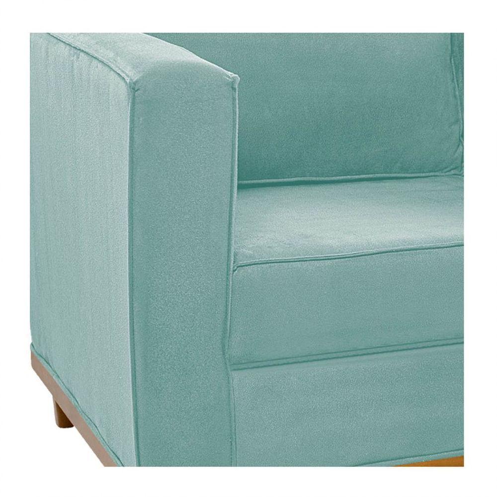 Sofá 2 Lugares Europa Suede Azul Tiffany - 3