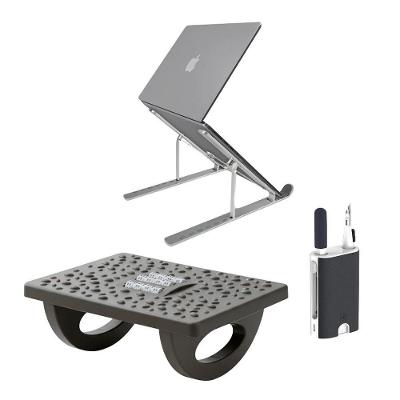 Kit Escritório Gshield Apoio para Pés + Suporte Notebook + Limpeza Preto