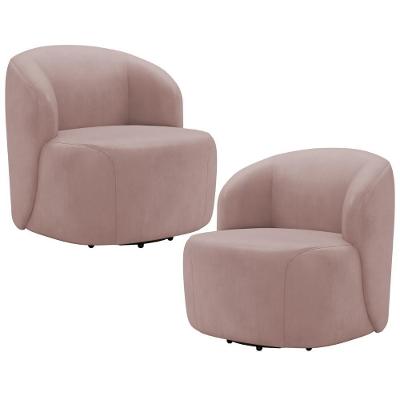Kit 2 Poltronas Giratória Heidy F04 em Veludo Confortável Rosê Lyam Decor